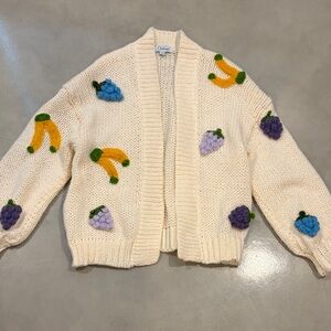 Duchamp Cream Sweater with Colorful Fruit Accents